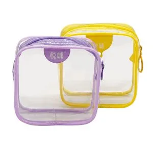 Custom Logo Print Clear PVC Square Cosmetic Makeup Organizer Bag