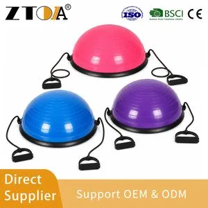 PVC Balance Trainer Bosu Ball with Resistance Bands for Home Gym