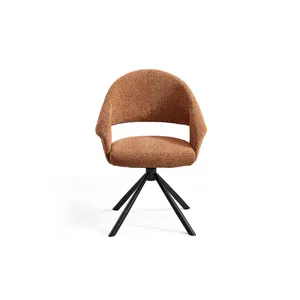 Metal Swivel Stool Legs Fabric Woven Armchairs Nordic Sliding Orange Dining Chair