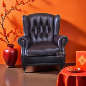 Retro Brown Genuine Leather Armchair for Living Room Bedroom Club Cigar Lounge Room Sofa Chair
