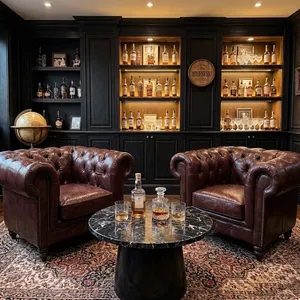 Elegant Chesterfield Leather Armchair for Luxurious Bar or Hospitality Settings