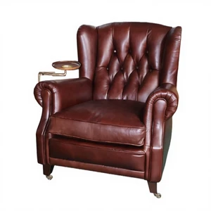 Vintage American Chesterfield Genuine Leather Armchair for Classic Living Rooms