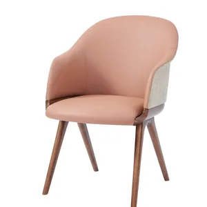 CS Home Nordic Stylish Fixed Wooden Dining Living Room Arm Chair