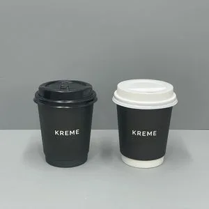 Disposable 8oz 12oz 16oz Double Wall Paper Coffee Cup with Lids for Insulated Hot Drink