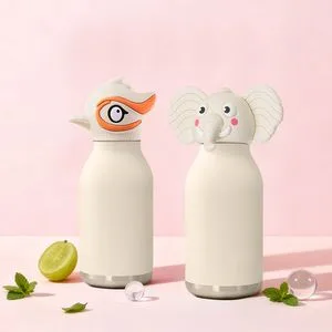 Cute Animal-Head Design Stainless Steel Insulated Bottle for Kids — 304 Vacuum Flask, Leak-Proof Cartoon Water Cup, Ideal for School Use