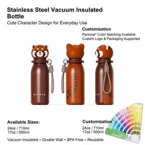 Cute Animal Kids Water Bottle 500ml Stainless Steel Vacuum Insulated BPA Free Leak Proof School Gift