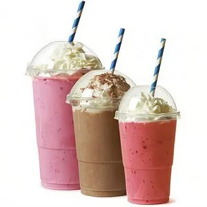 Food Grade Clear Disposable Pet Plastic Smoothie Milkshake Cup with Lid