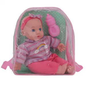 Factory Direct Supply Wholesale 12 Inch Vinyl Plastic Baby Doll with PVC School Bag 12inch Doll for Kid