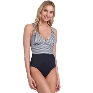 Women Shaping ODM&OEM Design One-Piece Recycled Polyester Stripe Swimsuit with Padded Cups