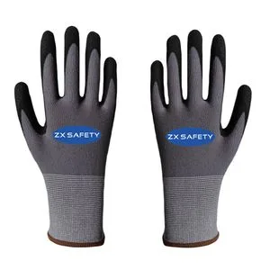 15 Gauge Gray Nylon Spandex Laika Flex Gloves with Sandy Nitrile Coated Palm