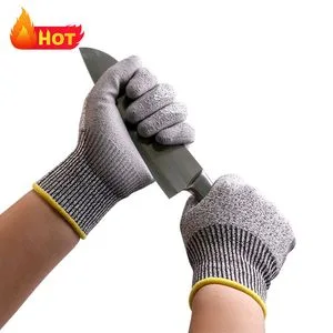 Guantes Anticorte Anti Cut Level C/5 PU Coated Cut Resistant Gloves for Industrial Work