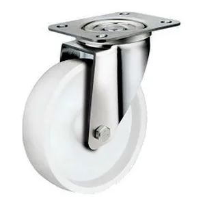 White Nylon Wheel with Roller Bearing and Double Ball Raceway