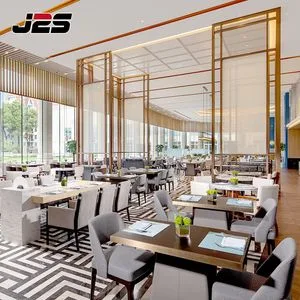 Stain Resistant Fabric Upholstered Chairs Solid Wood Tables Metal Trim High End Restaurant Furniture