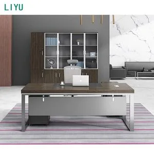 Liyu Single Chief Officer L-Shape Executive Desk Moduler Metal and Iron Home Office Furniture for Bosses