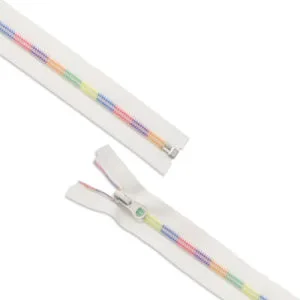 #5 Nylon Zipper with Rainbow Teeth Auto Lock Open End Zipper Customized Logo for Sewing Crafts Jackets