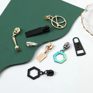 Custom Long Cloth Hardware Gold Metal Puller Zipper Slider for Handbags