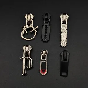 Custom Engraved Logo Metal Brand Zipper Pull Metal Zipper Slider Puller for Handbag Garment