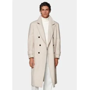 High-End Luxury Tailored Long Fit Cashmere Alpaca Men Formal Double Face Wool Coat with Double Breast Design Winter Wool Outwear