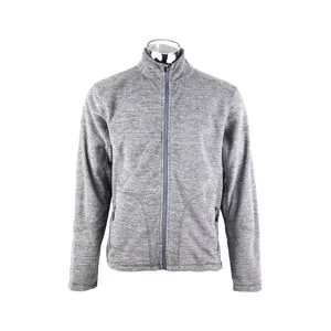Men's Heather Grey Stand Collar Full Zip Polar Fleece Jacket