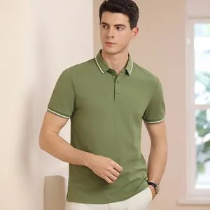 Men's 100% Cotton Short-Sleeve Polo Shirt Trendy Comfortable Casual High-End Fitted Golf Polo Shirt Leading T-Shirt Top