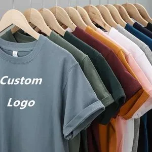 Wholesale Custom Men's Luxury T-Shirt for Embroidery Dgt Printing Rhinstone Logo Oversize Ribbed Tshirt Streetwear 100% Cotton Graphic Plain T Shirt