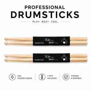 Hds-201 American Hickory Wood Drum Sticks 5A/5b/7A Professional Series