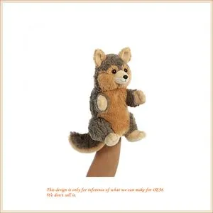 Customize High Quality Plush Animal-Shaped Toys Fluffy Wolf Hand Puppet