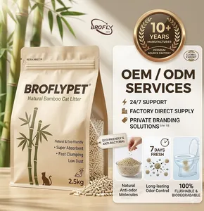 OEM ODM Поставщик для домашних животных Без запаха Премиум Натуральный растительный бамбуковый комкующийся наполнитель для кошек Без пыли 5X Супер впитывающий Смываемый Биодеградируемый Экологически чистый