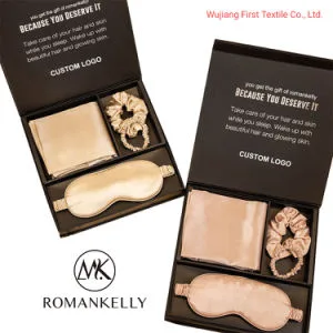 Wholesale Luxury Travel Hotel Home Office Customs 6A Grade 100% Mulberry Silk Satin 19mm 22mm Silk Pillowcase Gift Set with Eye Mask