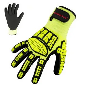 13G Fluorescent Yellow HPPE Glassfiber Cut Resistant TPR Impact Safety Work Gloves for Auto Parts&Logistics Outdoor Rescue&Protection