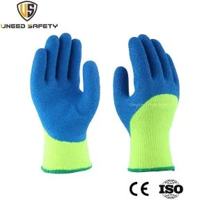 Hi-Vis Winter Warm Acrylic Liner 3/4 Dipped Crinkle Latex Coated Safety Work Protective Working Glove