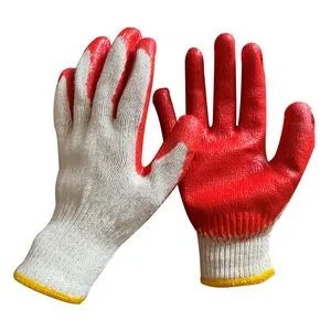 Red Smooth Latex Coated Work Gloves, Oil & Water Resistant
