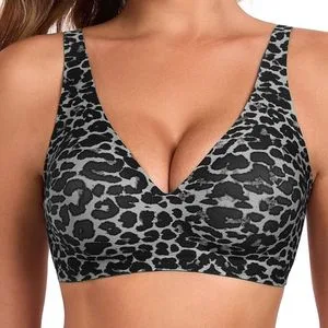 Women ODM & OEM Design Wireless Invisible Leopard Printed Classic Bonding Bra with Fixed Cup