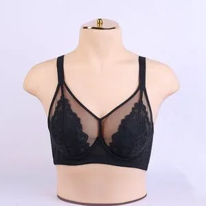 Black Sophisticated Floral Lace Bra Set for Women Full Coverage