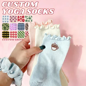 Non Skid Fashion Ruffle Grip Women Girls Grippy Design Customised Pilates Designer Yoga Custom Socks