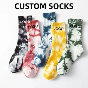 Wholesale Custom Tie Dye Men Women Cotton Sport Daily Crew Socks
