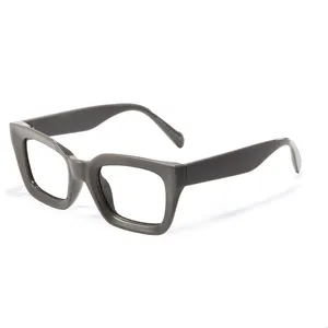Gray Square Frame Custom Fashion Acetate Anti Blue Light Myopia Reading Optical RO38 Glasses
