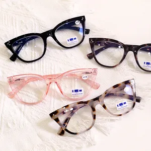 Customized Design Women Cat Eye Frames Anti Blue Light Blocking Lens Spring Hinge Reading Glasses