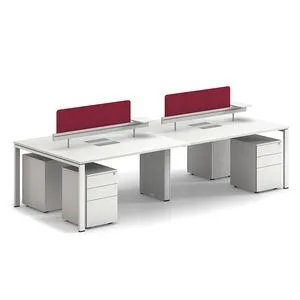 Wooden 4 Person Partition Multi-Office Table Office Coworking Workstation