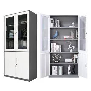 Metal Glass Door Cupboard Steel Office Furniture File Storage Cabinet