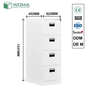 Office School Steel 4 Drawer Storage Filing Cabinet Cupboard Vertical Anti-Tilt System Metal File Cabinet