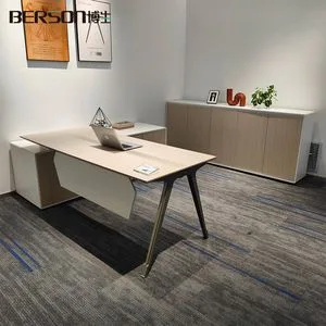 Luxury Furniture Boss CEO L-Shaped Office Desk Executive Table with File Cabinet
