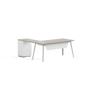 Modern L-Shaped Executive Desk with Lockable Side Cabinet