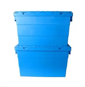 Multipurpose Large Plastic Crates Storage Turnover Box with Hinged Lid