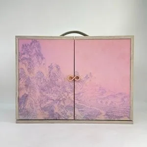Chinese Landscape Printed Hand-Carry Jewelry Box