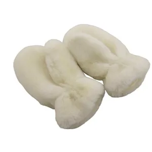 White Genuine Shearling Fur Gloves Insulated Mittens