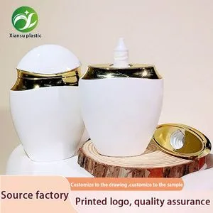 Custom Vintage White Gold Trim 50ml ABS Plastic Sunscreen Hand Cream Cosmetic Packaging Empty Bottle