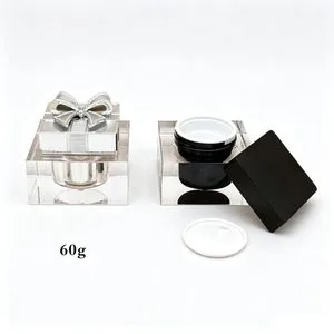 Wholesale Costom Square Empty Cosmetic Packaging Gold/Silver Face Cream Jar Acrylic Luxury Cosmetic Essence Cream Jar