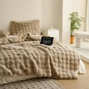 Polyester Bobby Luxury Warmly Fancy Throw Mink Fake Fur Blanket