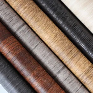 Factory Wood Texture Embossed PVC Vinyl Film PVC Decorative Laminate Vacuum Press Wrapping PVC Membrane for Furniture Interior Door Wall Laminating Film